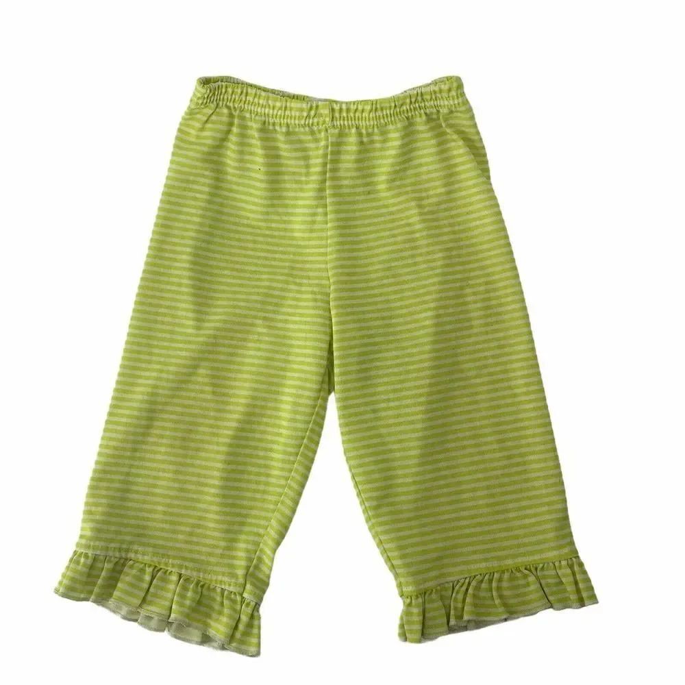 Carters Green Striped Ruffle Bottom Pant 18 Months